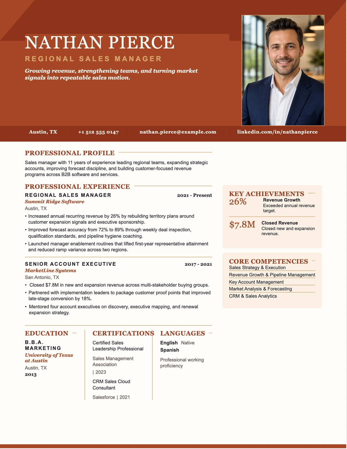 Achievement Led resume template preview