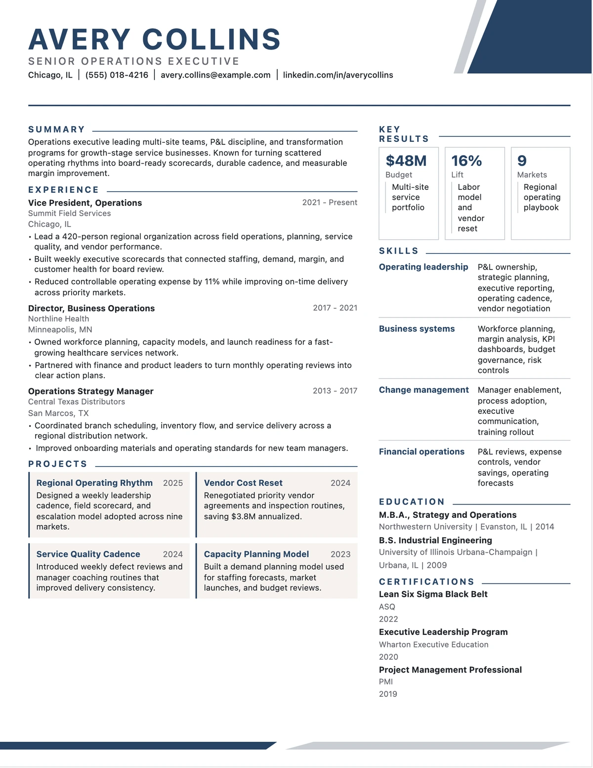 Boardroom Brief resume template preview