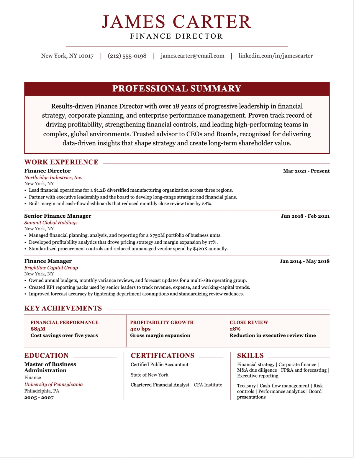 Linework ATS resume template preview