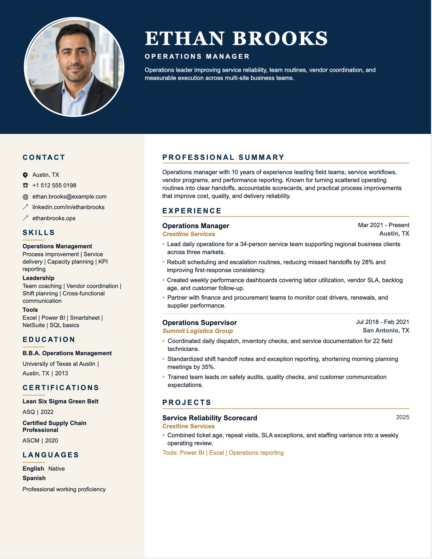 Modern Professional resume template preview