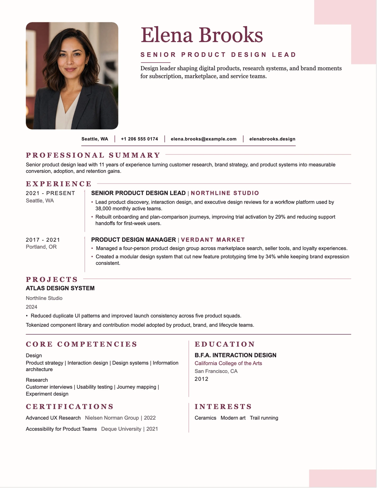 Monogram Designer resume template preview