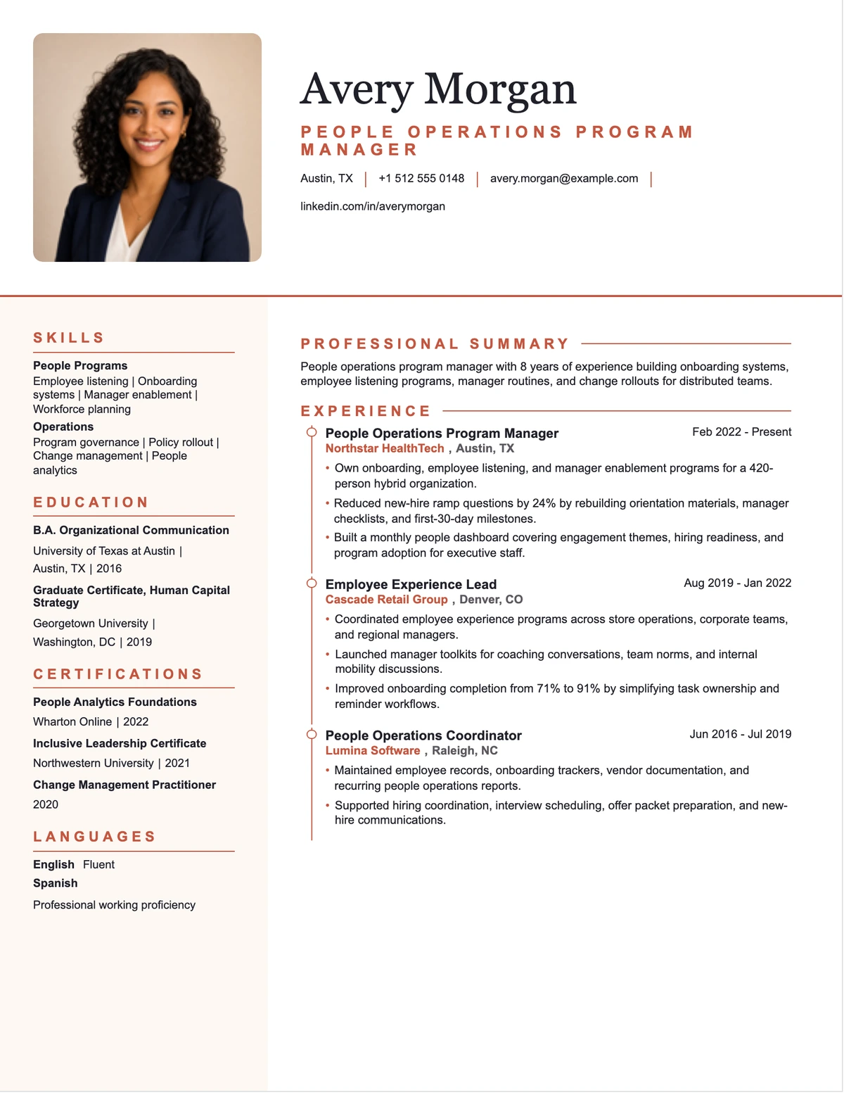 Portrait Rail resume template preview